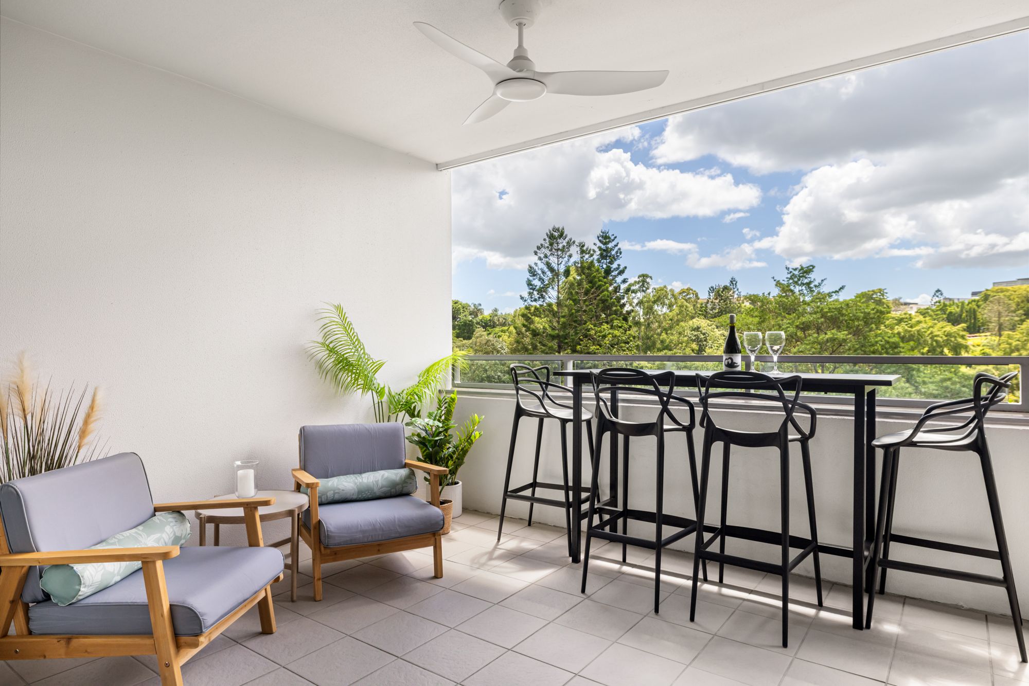 Balcony bar seating with outlook