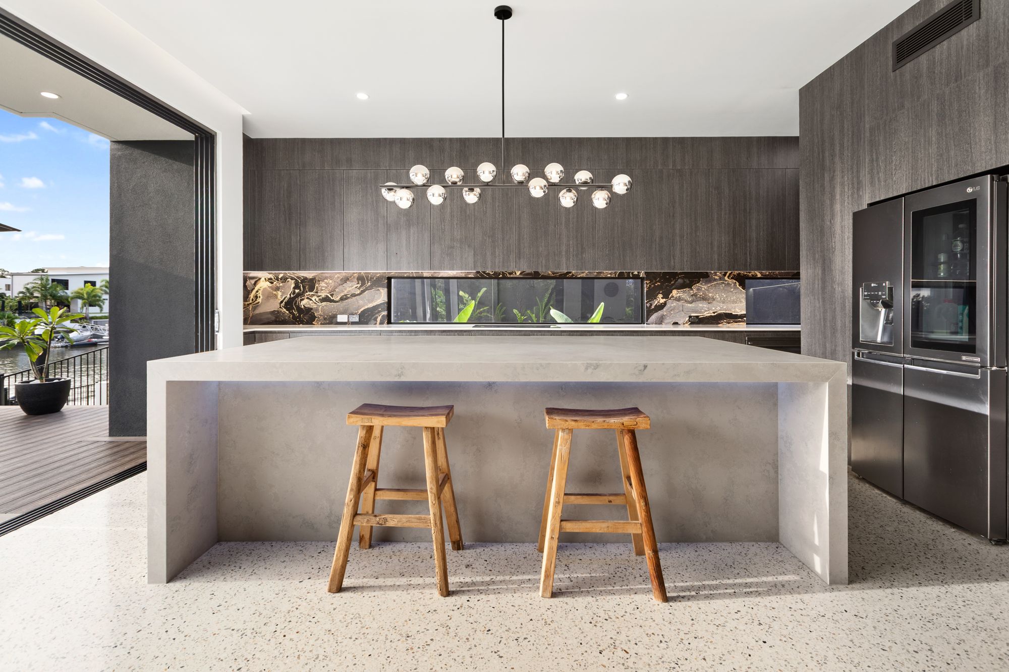 Designer kitchen with stone island